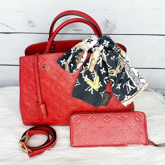 Louis Vuitton Montaigne MM Empreinte Cerise Bag, Wallet & Scarf BUNDLE โฅ๏ธ - Picture 2 of 16